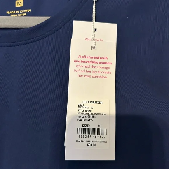 Lilly Pulitzer UPF 50+ Luxletic Westley Long Sleeve Active Tee Low Tide Navy M - Picture 4 of 7